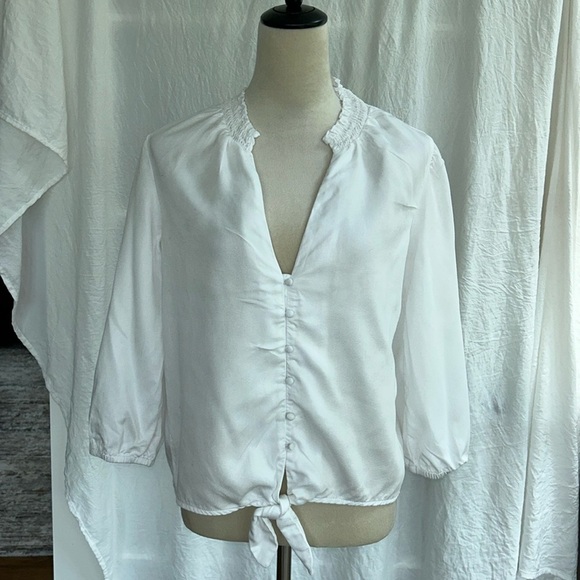 White House/Black Market: White, Tie Blouse: Size Small - Picture 2 of 9